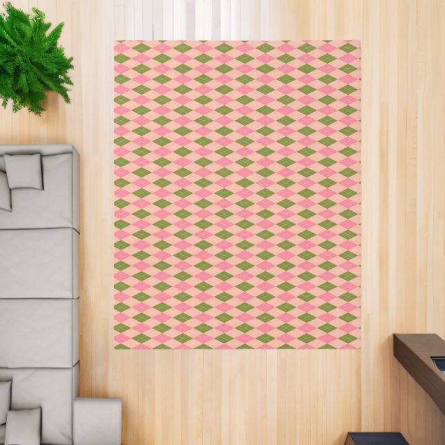 Classic Preppy Argyle in Pretty Pink and Green Rug (Insitu (Indoor 2))