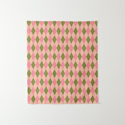 Classic Preppy Argyle in Pretty Pink and Green Tapestry