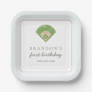Classic Preppy Baseball First Birthday Rookie One Paper Plates