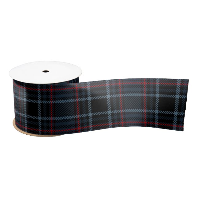 Classic Preppy Blue Tartan Plaid Pattern Satin Ribbon (Spool)