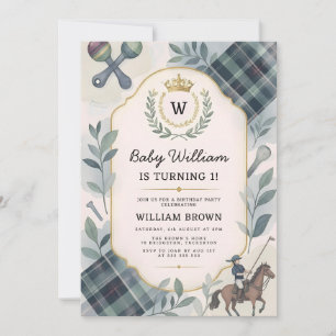 Classic Preppy Charm 1st Birthday Invitation