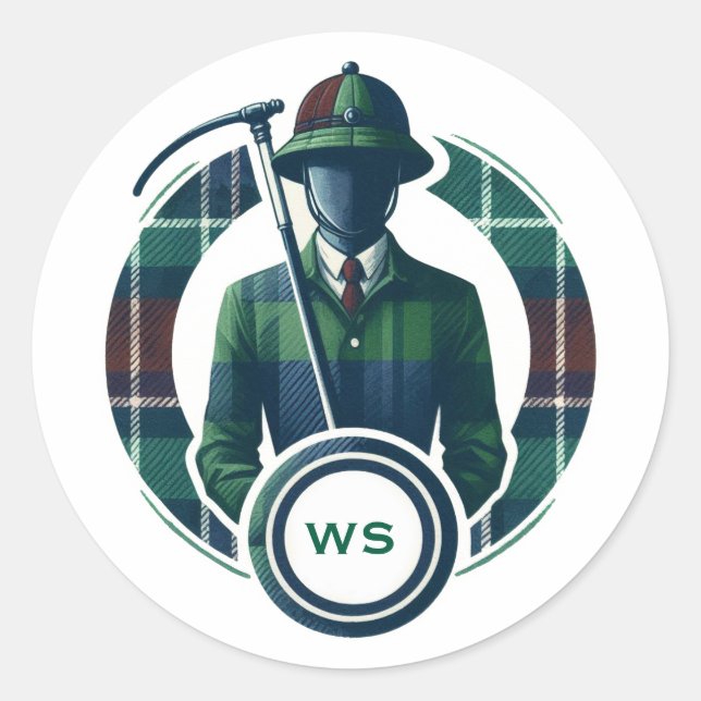 Classic Preppy Charm Monogram Round Sticker (Front)