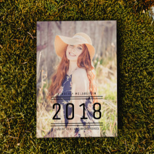 Classic Preppy Graduation Photo Invite Black