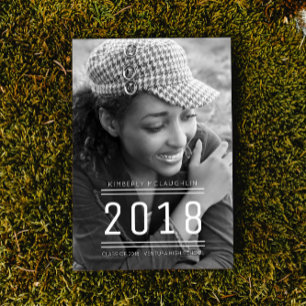 Classic Preppy Graduation Photo Invite White