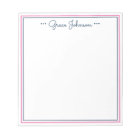 Classic Preppy Personalized Notepad | Navy & Pink