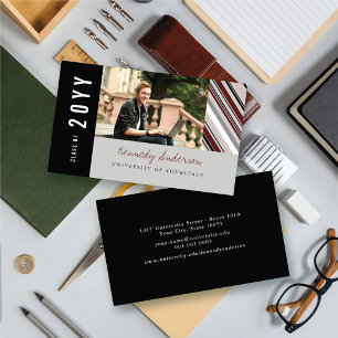 Classic Preppy Pin Stripes Modern Graduate Photo Calling Card