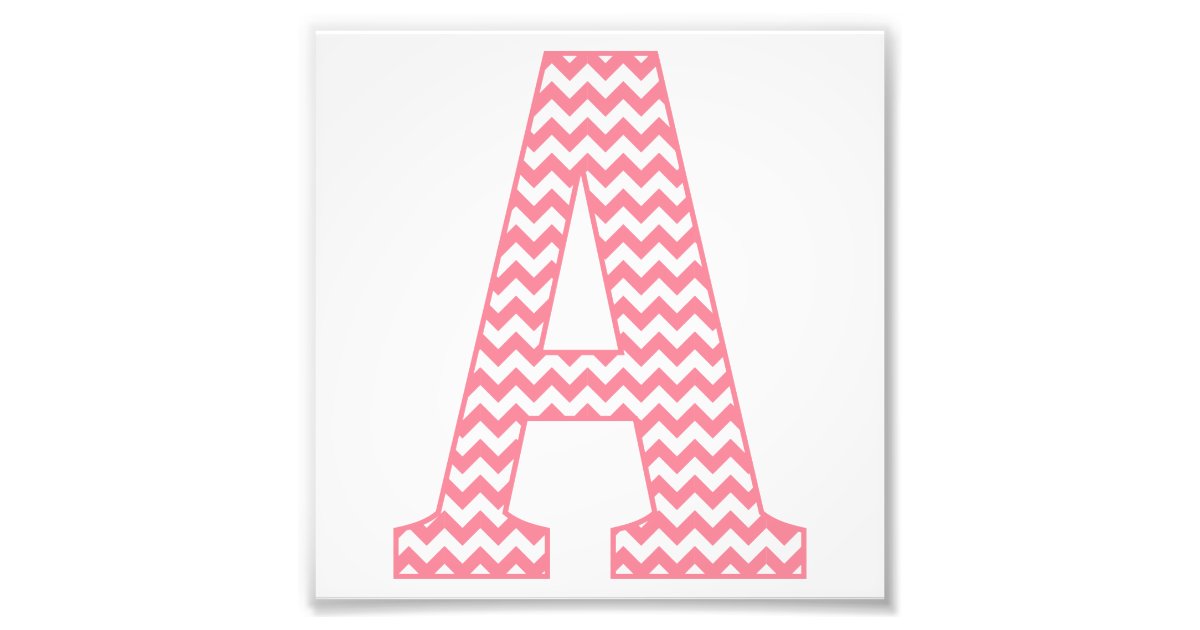 Classic Preppy Pink Chevron Letter A Monogram Photo Print | Zazzle.com