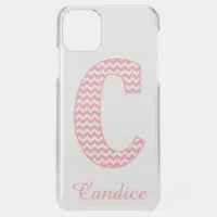 Cute Giraffe Pink Flowers Monogram Name Initial Letter C