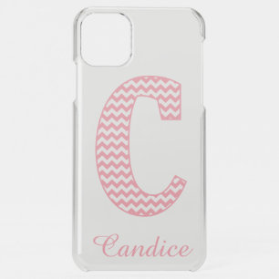 Classic Preppy Pink Chevron Letter C Monogram iPhone 11 Pro Max Case