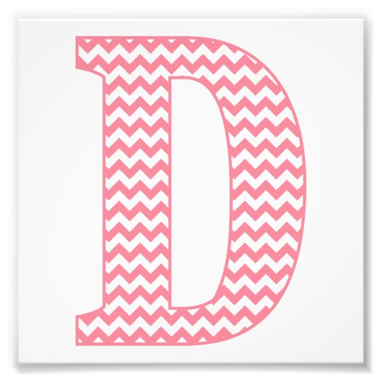 Classic Preppy Pink Chevron Letter D Monogram Photo Print | Zazzle.com