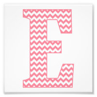 Classic Preppy Pink Chevron Letter E Monogram