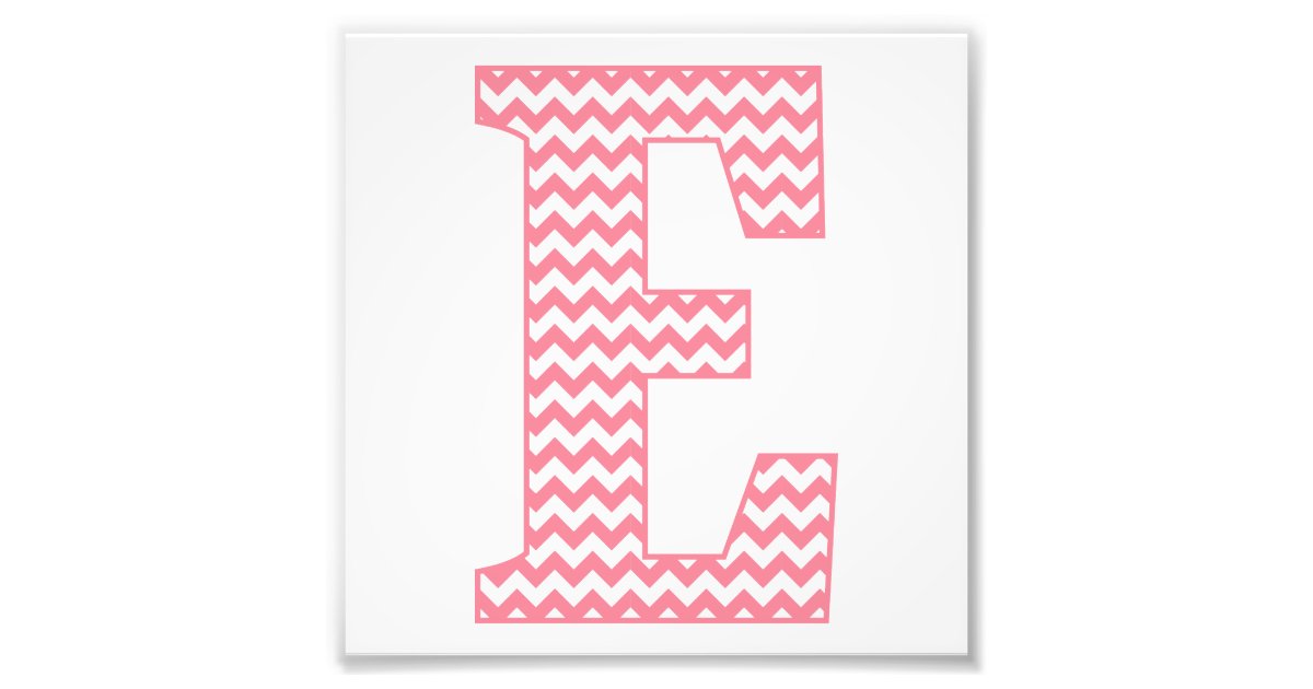 Classic Preppy Pink Chevron Letter E Monogram Photo Print | Zazzle.com
