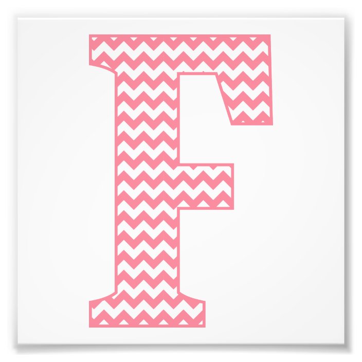 Classic Preppy Pink Chevron Letter F Monogram Photo Print | Zazzle.com