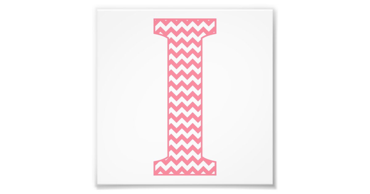 Classic Preppy Pink Chevron Letter I Monogram Photo Print | Zazzle.com