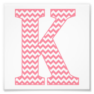 Classic Preppy Pink Chevron Letter K Monogram Photo Print
