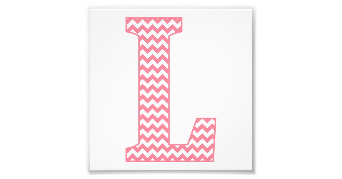 Classic Preppy Pink Chevron Letter L Monogram Photo Print | Zazzle.com