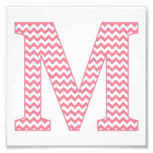 Classic Preppy Pink Chevron Letter M Monogram Photo Print