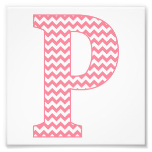 Classic Preppy Pink Chevron Letter P Monogram Photo Print
