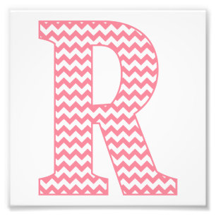 Classic Preppy Pink Chevron Letter R Monogram Photo Print
