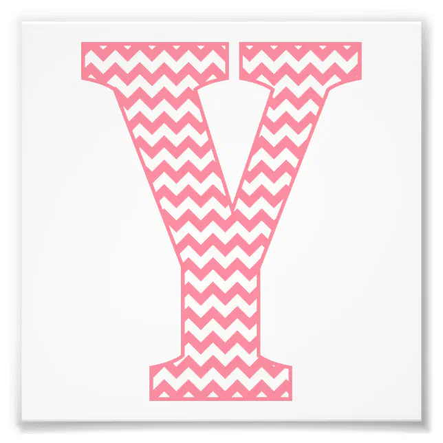 Classic Preppy Pink Chevron Letter Y Monogram Photo Print | Zazzle