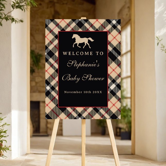 Classic Preppy Plaid Luxury Equestrian Baby Shower Foam Board (Creator Uploaded)
