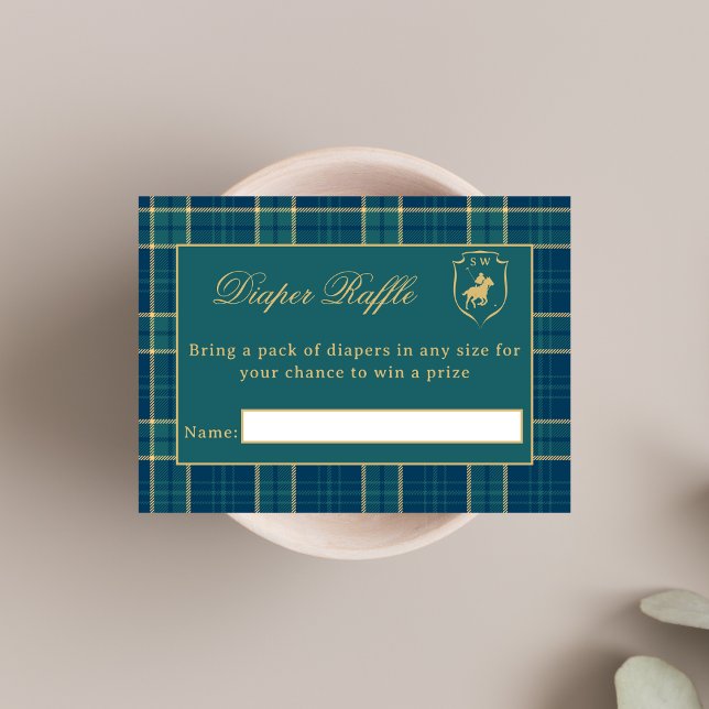 Classic Preppy Plaid Polo Equestrian Diaper Raffle Enclosure Card (Creator Uploaded)