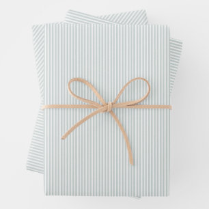 Classic preppy seersucker effect green stripe wrapping paper sheets
