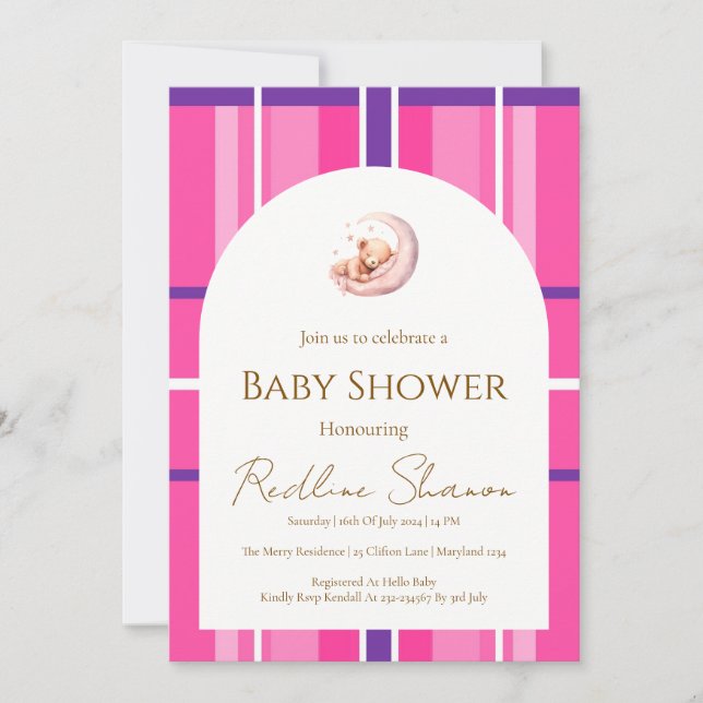 Classic Preppy Teddy Bear Baby Shower Invitation (Front)