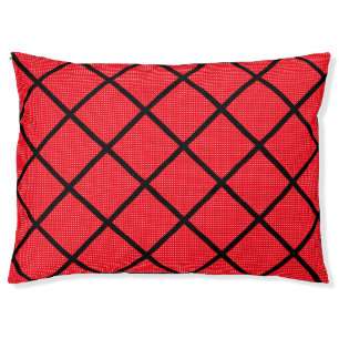 CLASSIC PRETTY VIBRANT RED HEART GRID PET BED