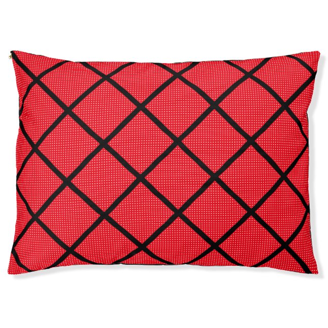 CLASSIC PRETTY VIBRANT RED HEART GRID PET BED (Front)