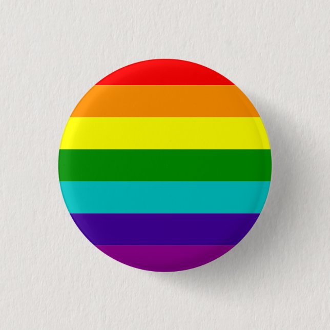 Classic pride flag (with cyan) pinback button (Front)