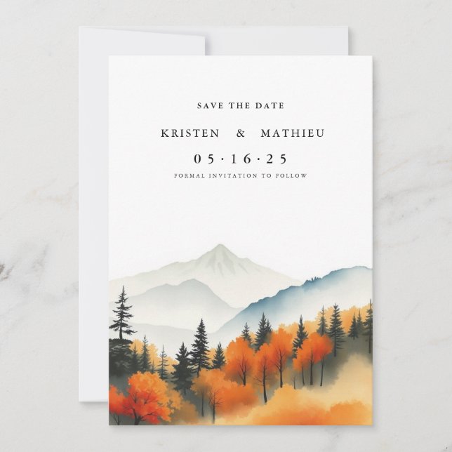 Classic Printable Mountain Save The Date (Front)