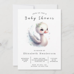 Classic Printable Swan Baby Shower Invitation