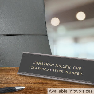 Classic Professional Black and Gold Desk Name Plate