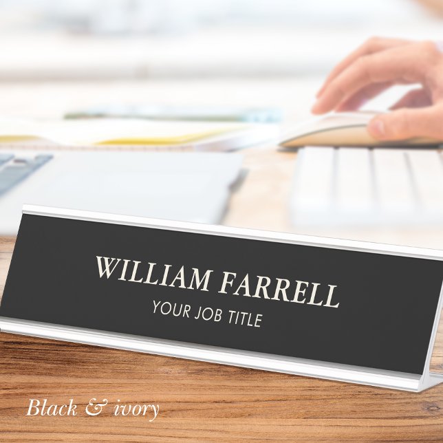 Classic Professional Black Ivory Office Desk Name Plate (Creator Uploaded)