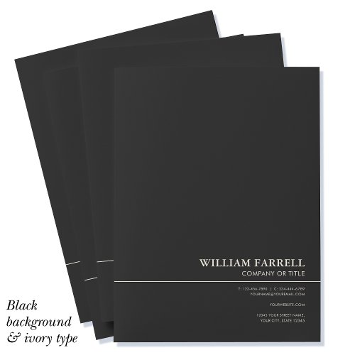 Classic Professional Black Ivory Pocket Folder