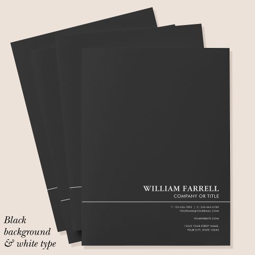 Classic Professional Black White Pocket Folder