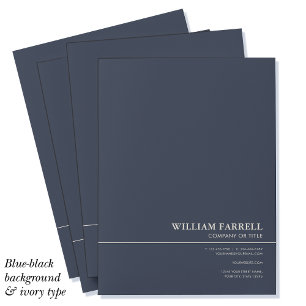 Classic Professional Blue-Black Ivory Pocket Folder