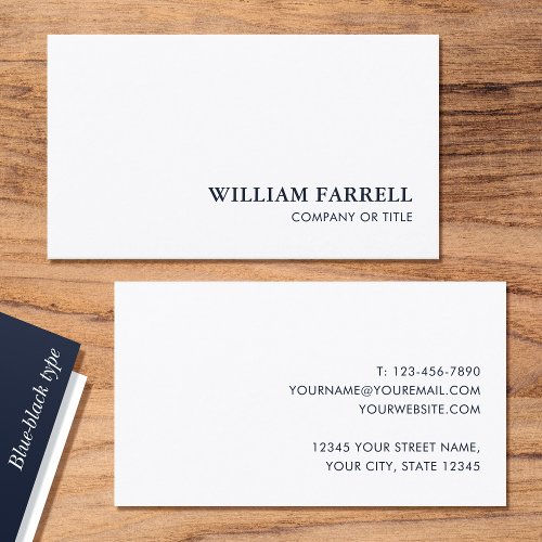 Classic Professional Blue_Black White Business Card