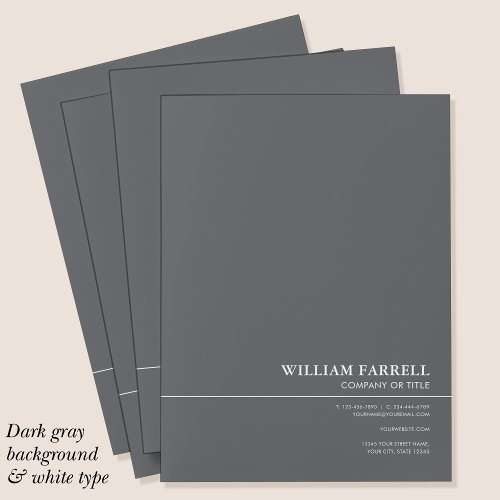 Classic Professional Dark Gray White Pocket Folder