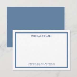 Classic Professional Dusty Blue Border Stationery Note Card