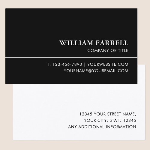 Classic Professional Luxury Black White Business Card