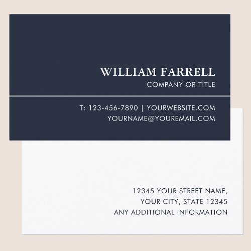 Classic Professional Luxury Blue_Black White Business Card
