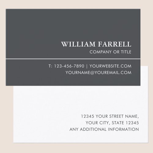 Classic Professional Luxury Dark Gray White Business Card