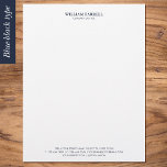 Classic Professional Traditional Blue-Black Letterhead<br><div class="desc">Create a professional look with this classic business letterhead. Its simple design blends traditional and modern typefaces for a sophisticated, minimalist aesthetic. Personalize the template with your name, and company or title. This sleek design is perfect for many different professions, including Corporate & Executive Roles, Business Consultants, Entrepreneurs, Small Business...</div>