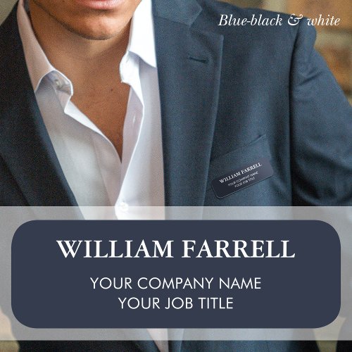 Classic Professional Traditional Blue_Black White Name Tag