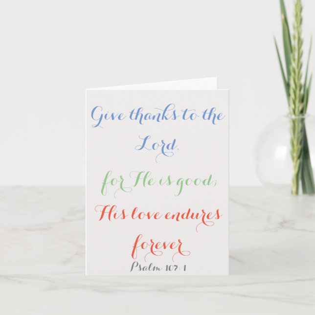 Classic Psalm 107:1 God's Love Religious Birthday Card (Front)