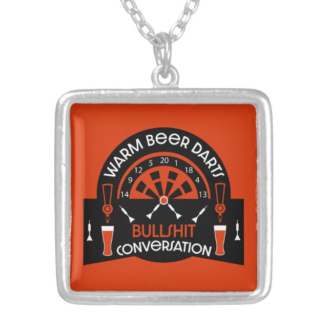 Classic Pub Darts Silver Plated Necklace (Front)