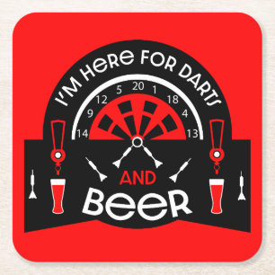 Classic Pub Darts Square Paper Coaster
