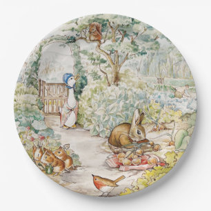 Classic puddle duck in a garden paper plates